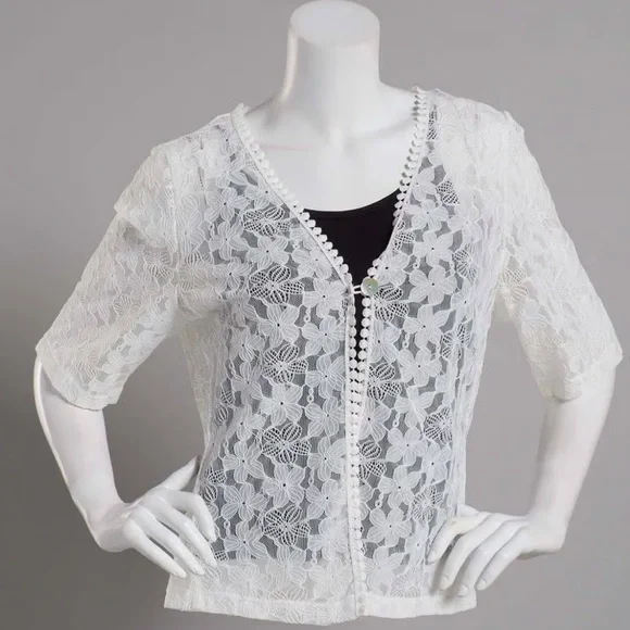 NWT Harper 241,  Ivory Floral Lace V-Neck Shrug Cover-Up, Sz Lge - Picture 15 of 15
